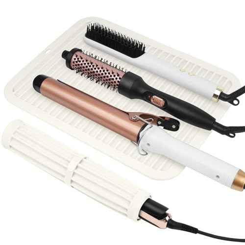 AMIJEAL Oversize Silicone Heat Resistant Mat for Hair Tools, Curling Iron Flat Iron Hair Straightener Holder Mat, Portable Hot Tools Sleeve Pad for Travel Vanity Salon(14.2" x 11.0")