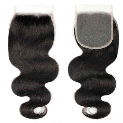 5x5 Transparent HD Lace Closure Human Hair Invisible HD Lace Closure Pre-plucked Virgin Human Hair Natural Black with Baby Hair(12Inch,Body Wave)
