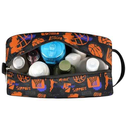 Travel Toiletry Bag for Boys Kids, Basketball Waterproof Hanging Dopp Kit for Men, Shaving Bag with Large Capacity for Travel, Sports, Shower