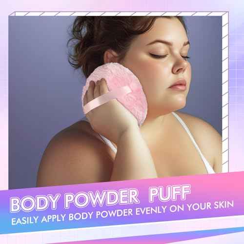 WSYUB Extra-Large Body Powder Puff - 6 Inch Ultra Soft Fluffy Velour Powder Puff, Pink