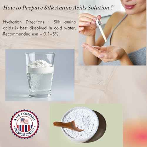 Hydrolyzed Silk Amino Acid Powder Cosmetic Grade for Hair Skin Nails Moisture Retention 100% Pure Use in Formulations or Add to Your Favorite Products (2 oz)