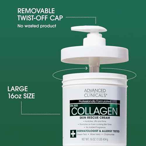 Advanced Clinicals Collagen Cream W/Hyaluronic Acid Face Moisturizer + Collagen Body Cream 2pc Skincare Set For Women & Men To Reduce Appearance Of Wrinkles, Fine Lines, & Uneven Skin Tone, 2pc Set