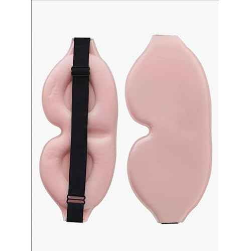 Sosun Beauty Double Layer Blush Pink Satin Sleep Bonnet with Tie Band and Free Matching Sleep Mask