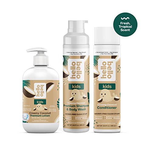 Hello Bello Kids Shampoo & Body Wash - Gentle Hypoallergenic Formula - Vegan and Cruelty-Free - Creamy Coconut Scented - 10 fl oz