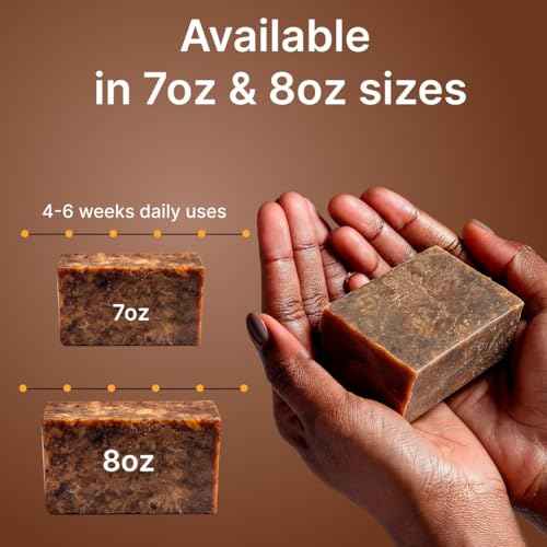 Nubiana African Black Soap Bar - 100% Pure Raw from Ghana - Natural Face & Body Cleanser with Shea Butter - Deep Cleansing for All Skin Types (8oz)