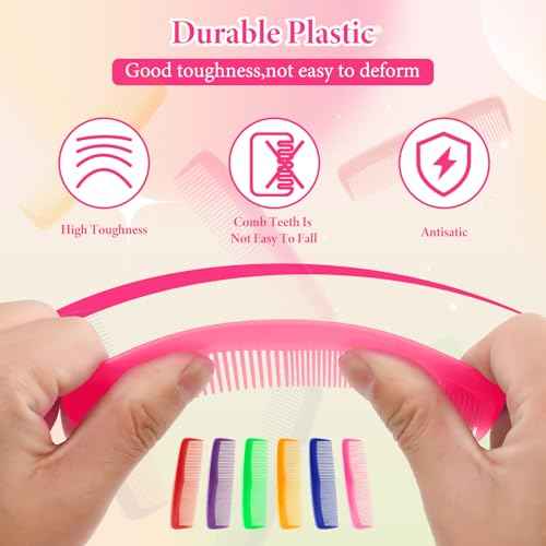 NICEMOVIC 120 Packs Hair Comb Bulk Set, Pocket Travel Hair Combs for Women and Men, Colorful Coarse and Fine Tooth Comb, Individually Wrapped Bulk Comb for Homeless Hotel Shelter Nursing Home Charity