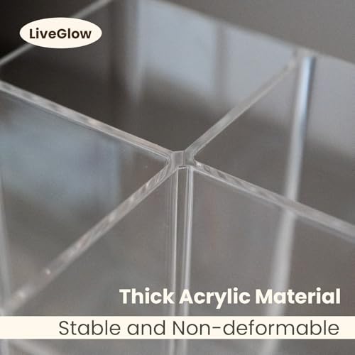 Clear Makeup Brush Holder,Acrylic Rotating 360¡ÆMakeup Brush Organizer,Pen holder with 4 Grids,Makeup Holder for Courtup,Containers for Desk,1pc