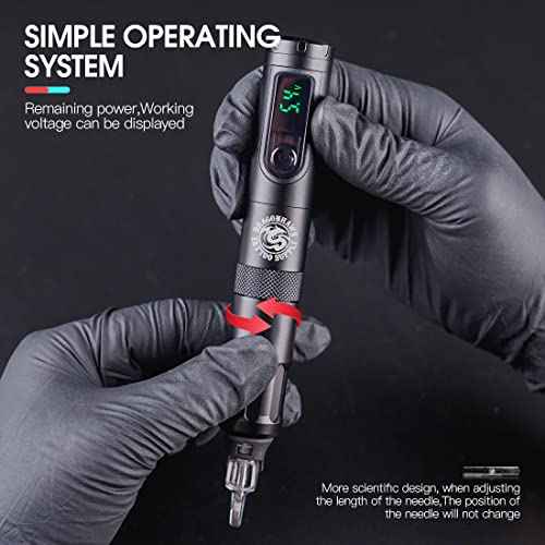 Dragonhawk X4 Tattoo Gun Wireless Tattoo Pen Machine with Two Replacement Batteries Coreless Motor by Mcore Lightweight Slim Great for Women Artists