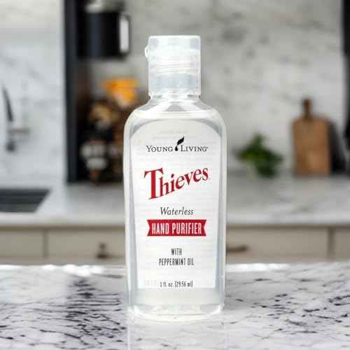 Young Living Thieves Waterless Hand Purifier with Peppermint Oil - Effective cleanser for the Whole Family - Promotes Good Hygiene with Soft Hands - 1oz x 6 Pack