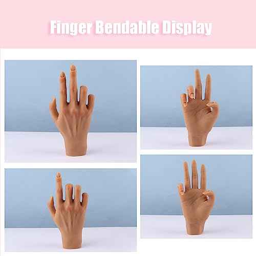 Silicone Practice Hand for Acrylic Nails, Mannequin Hands for Nails Practice with Adjustable Bracket, Life Size Fake Hand for DIY Nails/Nail Art Beginners/Nail Salon Artists