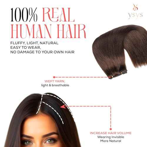 YSYS Clip in Hair Extensions - 100% Human Hair Remy Hair Extensions for Women - 7 Pieces, 120g Seamless Clip ins for Extra Volume/Style - Natural Straight (Darkest Brown #2, 20 inches)