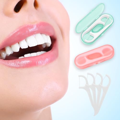 200pcs Dental Floss Picks for Travel - Twin-Line Flossers with 20 pcs Travel Case for Adults Teeth Cleaning, Portable Sealed Storage for Travel, Office, Home Use