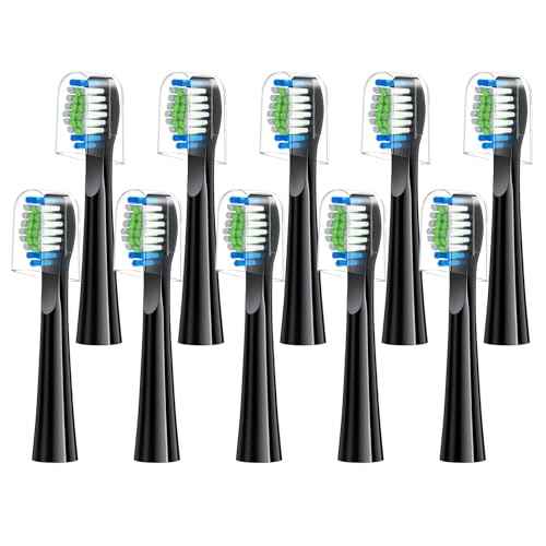 Replacement Toothbrush Heads 10 Pack Compatible with Bitvae Daily D2 Rechargeable Toothbrush, for D2 Toothbrush Heads Refills, Black