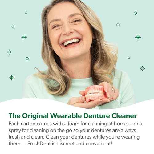 EverSmile FreshDent Denture and Partial Denture Cleaner + Teeth Whitening Spray and Foam? Travel Size Alternative to Cleaning Tablets That Eliminates Bacteria and Fights Bad Breath ? 50ml + 10ml (4pk)