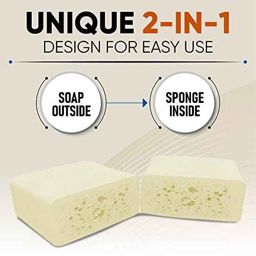 T.Taio Esponjabon Mother of Pearl Soap Sponge - Revitalizing Shower Scrubber for Bath Wash & Oil Removal - Bathroom Essentials with Fresh Scents - Oat with Mini