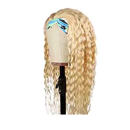 613 Deep Wave Headband Wig Blonde Human Hair Headband Wig 130% Density Grade 8A Brazilian Remy Hair Machine Made Wigs 16 Inch