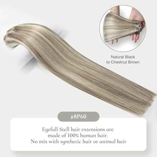 Clip in Hair Extensions Real Human Hair 20inch 95g 7PCS Ash Brown Highlights Platinum Blonde Remy Clip on Human Hair Double Weft Natural Silky Straight Clip ins Hair