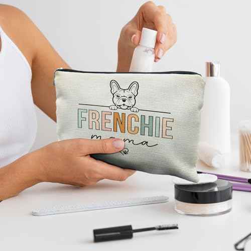 French Bulldog Gifts for Women, Frenchie Gifts for French Bulldog Lover, Dog Mama Makeup Bag Cosmetic Pouch