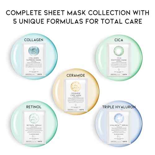 50Combo Korean Face Sheet Mask Gift Pack, Hydrating, Calming, Brightening, Smooting, Rejuvenating, EVE Vegan, Cica, Hyaluron, Retinol, Ceramide, Collagen