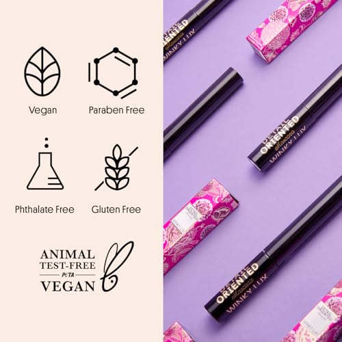 Winky Lux Detail Oriented Mascara ? Slim Tightline Mascara with Skinny Micro Spoolie, Lengthening, Volumizing, Defining, Curling & Buildable Formula, Black for Top & Bottom Lashes