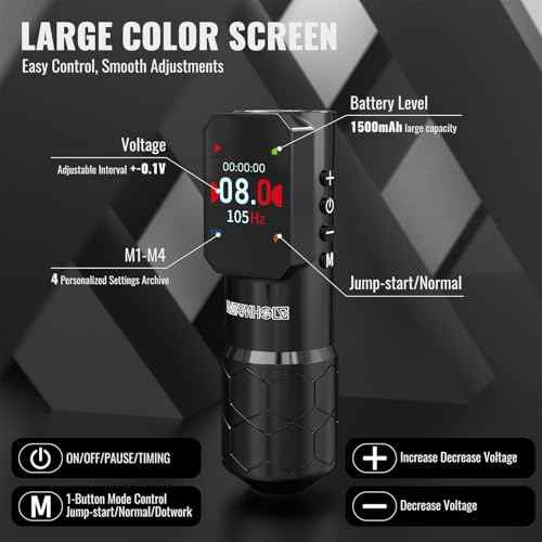 Wormhole Tattoo Gun 85pcs Tattoo Kit Wireless Tattoo Machine with 10 Tattoo Ink, Aluminum Alloy Smart Tattoo Pen with Jump-Start/Dotwork Mode 1500mAh Power 20 Tattoo Needles for Professional Tattooist