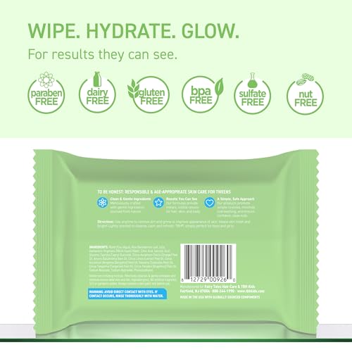 TBH Kids Spot Face Cleansing Wipes ? Gentle Daily Skincare for Preteens & Teens with Oily, Dry & Sensitive Skin ? Salicylic Acid & Witch Hazel ? Paraben-Free & Dermatologist-Approved ? 30ct (2 pack)