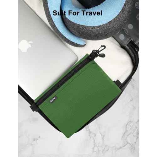 GOX Travel Toiletry Bag Carry On Zipper Pouch Cosmetic Kit Makeup Digital Bag Water Repellent Nylon (Blackish Green)