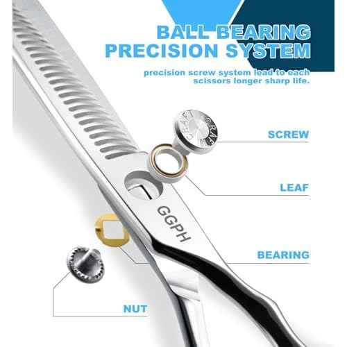 Professional Hair Cutting Scissors - SUS 440C & Cobalt Stainless Steel Barber Shears Fine Adjustment Tension Premium Shears for Hair Cutting (Thinning Shears S3, 5.5 Inches)