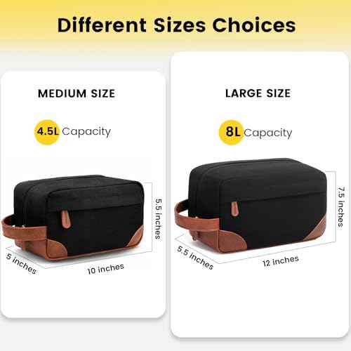 Vorspack Large Travel Toiletry Bag - Hanging Toiletry Bag for Men Water Resistant Canvas Shaving Bag with Large Capacity for Home Travel - Black