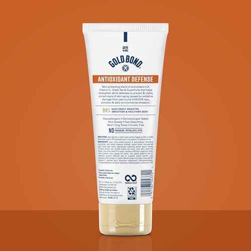 Gold Bond Age Renew Antioxidant Defense Body & Face Lotion, Brightens, Smooths & Evens Skin Tone, Nongreasy Moisturizer With Vitamin C, Superfruits & Green Tea, 8 oz.