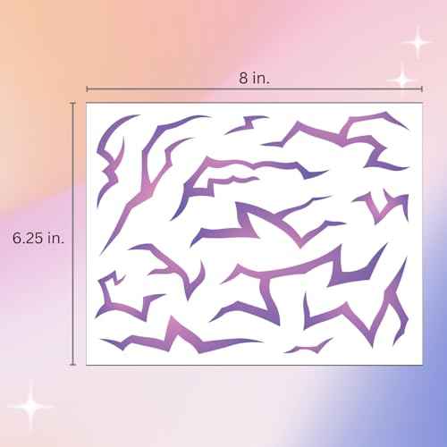 UV Glow Pattern Temporary Tattoos | Purple Demon Energy Pattern | Blacklight Activated Neon Blue | Hunter Cosplay | Fake Tat Stickers | Music Festivals, Kpop RPD, Rave Accessories, Halloween