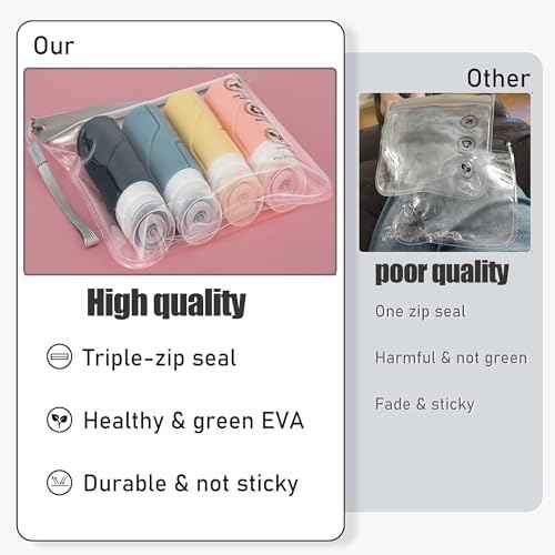 4Pcs Reusable TSA Approved Security Clear Toiletry Bag-Quart Size Travel Bag Tsa Approved for EU UK & US Carry-on Regulations Security Travel Bags for Liquids, Leakproof Travel Accessories