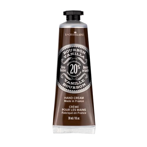 La Chatelaine 20% Shea Butter Hand Cream Travel Size, Men, Unisex, Organic Argan Oil, Moisturizing, Nourishing, Extra-Rich Hand Lotion, Made in France, Paraben Free, 1 oz / 30ml (Bourbon Vanilla)