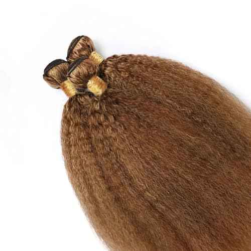 28 28 28 Inch Honey Blonde Kinky Straight 3 Bundles Human Hair Two Tone Brown Mixed With Honey Blonde Human Hair 8A Grade Brazilian Virgin Remy Hair Weave 300g