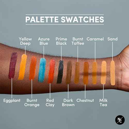 Narrative Cosmetics 12 Color Dark Flesh Tone Alcohol Activated Makeup Palette Kit - Includes Alcohol Activator and Moisturizing Remover - Waterproof Makeup for Professional Makeup Artists