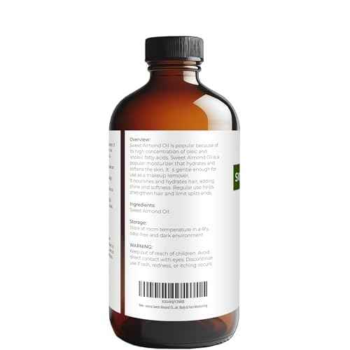 velona Sweet Almond Oil - 16 Fl Oz in Glass Bottle | 100% Pure and Natural Carrier Oil |Cold Pressed | Skin, Hair, Body & Face Moisturizing | Use Today - Enjoy Results¡¦