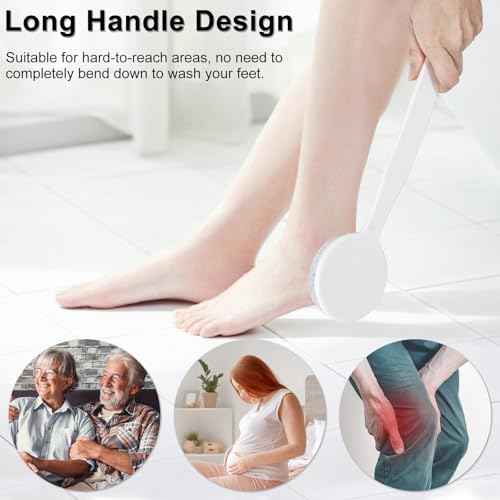 Pumice Stone for Feet with Long Handle 13.7", Hard Skin Callus Remover, Scrubber and Exfoliator for Dead Dry Skin, Softer & Smoother Feet, Pedicure Tool (Curved)