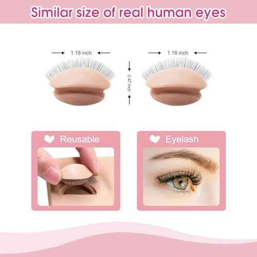 6 Pairs 2 Layers Eyelash Practice Eyelids for Mannequin Head, Silicone Rubber Removable Realistic Eyelash Extension Eyelids for Lash Training