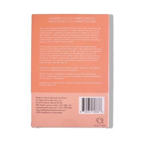 Eight Saints Hit the Spot Acne Pimple Patches For Face, Fast Zit and Blemish Reduction Patch, Ultra Thin Hydrocolloid Patches, (36 Count)