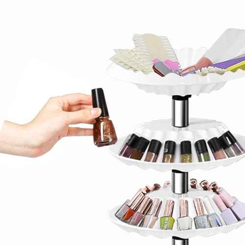 Auto Care Nail Polish Organizer,Removable Universal Wheeled Disc Fluted Nail Polish Holder£¬Large-capacity Six-layer Nail Polish Storage Rack for Nail Salons.