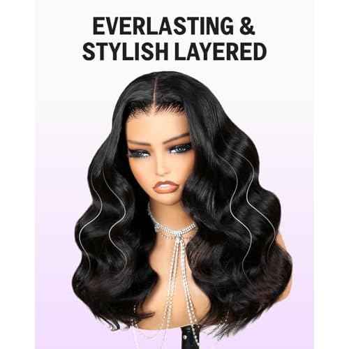 Glueless Wigs Human Hair Pre Plucked Pre Cut 6x6 HD Lace Closure Body Wave Lace Front Wigs Human Hair Pre Bleached Ready to Go Glueless Body Wave Wig 20Inch