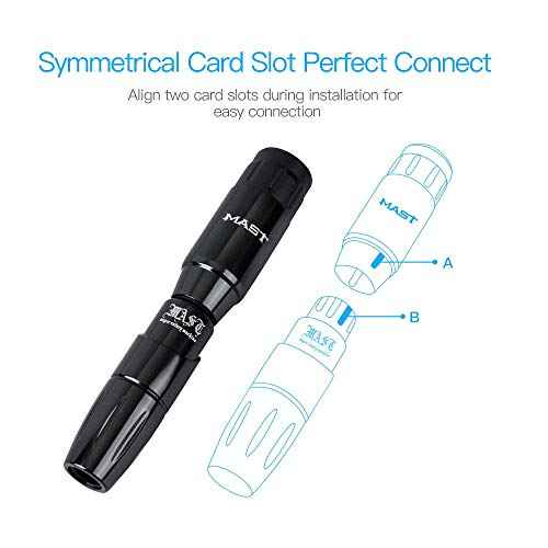 Mast Tour Cordless Tattoo Pen Machine Kit, Professional Rotary Cartridges Tattoo Gun, Replacement Tattoo Battery Power Supply QP-001