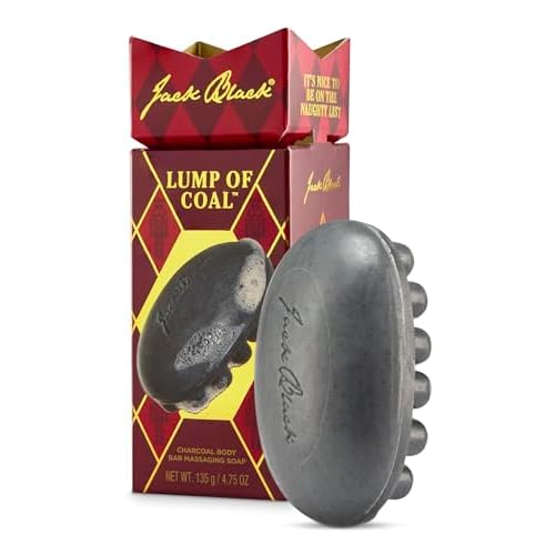 Jack Black Holiday Lump of Coal - Charcoal Body Bar Messaging Soap - Multitasking Body Bar, Jojoba and Seaweed Extract, Exfoliates Skin, Relieves Muscle Tension, Softer Skin, Deodorizes (Gift Set)