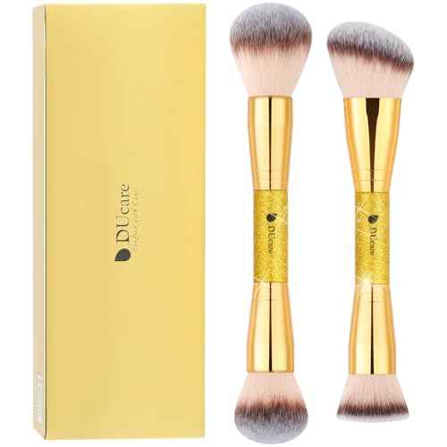 DUcare Makeup Brushes 2Pcs Double Ended Foundation Contour Bronzer Setting Powder and Blush Brush ideal for cream or powder
