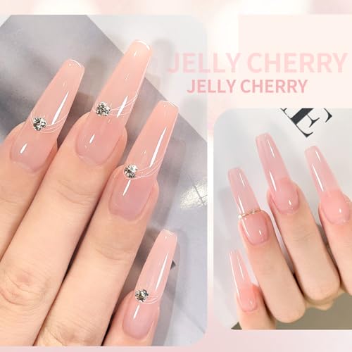 Beautpal Nude Gel Polish Set, 6pcs Jelly Gel Polish Nude Pink Neutral Color Translucent Gel Nail Kits for Salon Gel Manicure and Nail Art DIY at Home 8ml J05