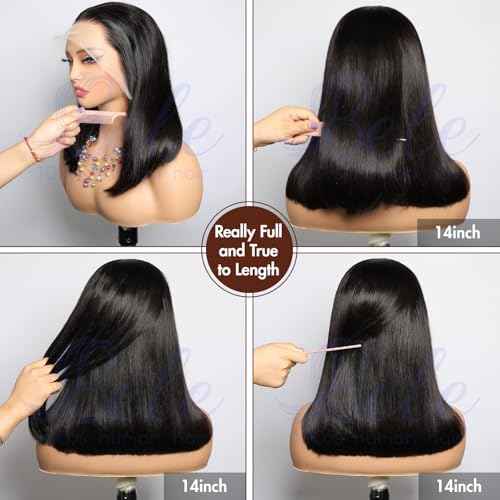 BELE 13X4 Straight Lace Front Wigs Human Hair 210% Density Straight Human Hair Wigs Double Drawn Hair Wigs for Black Women Bleached Knots Pre Plucked with Baby Hair 18 Inch