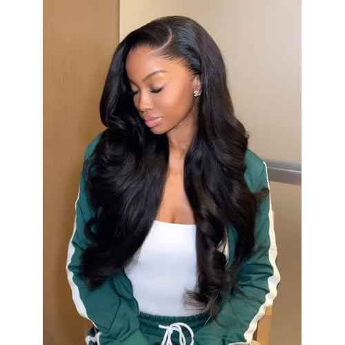 18 Inch Side Part Body Wave 7X5 Wear and Go Glueless Wigs Human Hair Pre Plucked Pre Cut Pre Bleached Knots HD Lace Front Wigs for Black Women Glueless Wig 180% Density