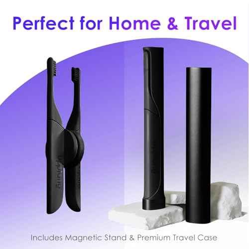 Electric Toothbrush, Portable Travel Sonic Toothbrush with Protective Case USB-C Rechargeable, Neutral Comfort Bristles, Waterproof, Smart Timer, Compact for Daily Use (Black)