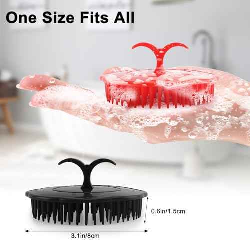 NICEMOVIC Scalp Scrubber Shampoo Brush 4 Pack, Scalp Massager for Hair Growth & Dandruff, Head Hair Scrubber for Shower & Dry Use, Massage Tool for Men Women Kids (2 Black + 2 Red)