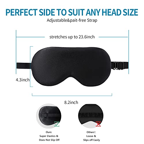 2-Pack 100% Real Natural Silk Eye Mask, Silk Sleeping Mask, Shade Puffy Eye Gift with Adjustable Straps, Sleep Eye Mask, SHJINJU Eye Mask Shade (Black and Dark Green)